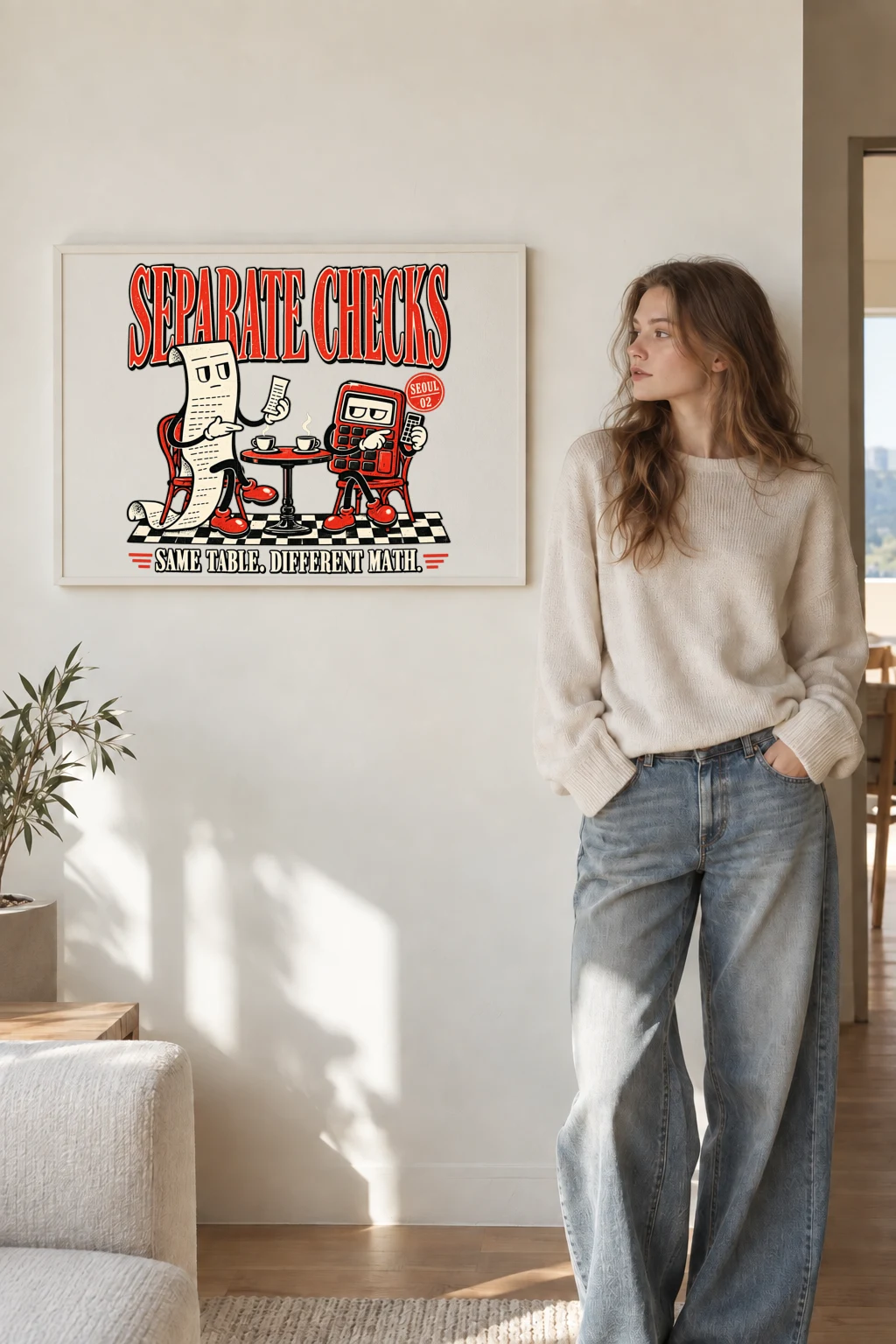 "Separate Checks" Premium Wooden Framed Poster · Landscape