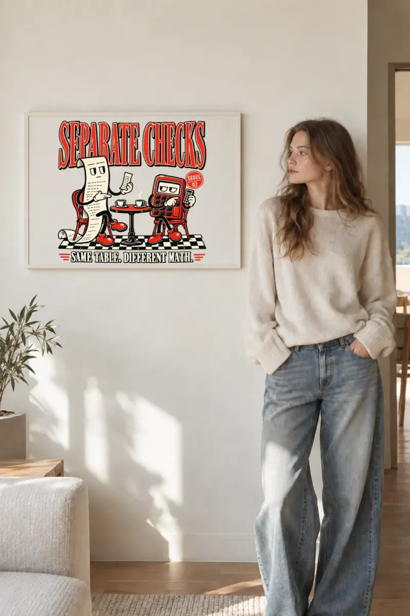 "Separate Checks" Premium Wooden Framed Poster · Landscape
