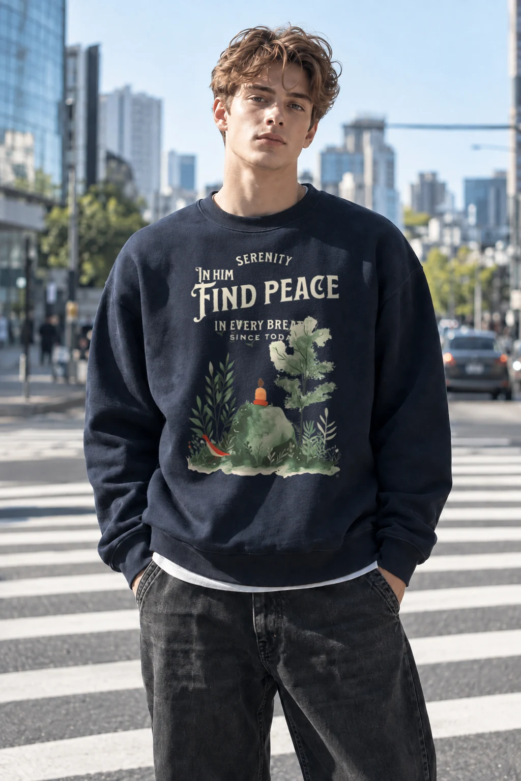 "Serenity In Him" Heavy Blend Unisex Crewneck Sweatshirt | Gildan 18000