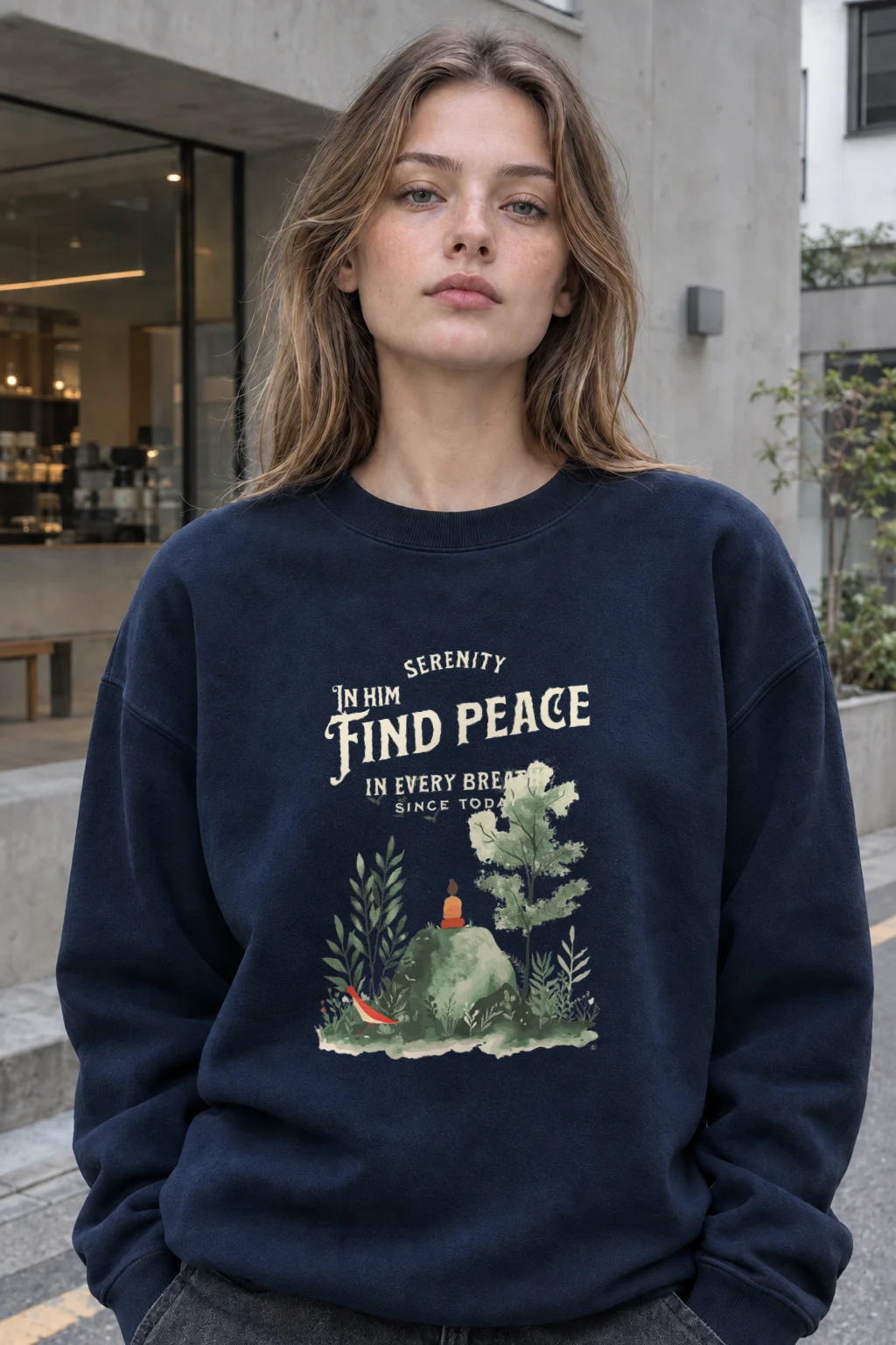 "Serenity In Him" Heavy Blend Unisex Crewneck Sweatshirt | Gildan 18000