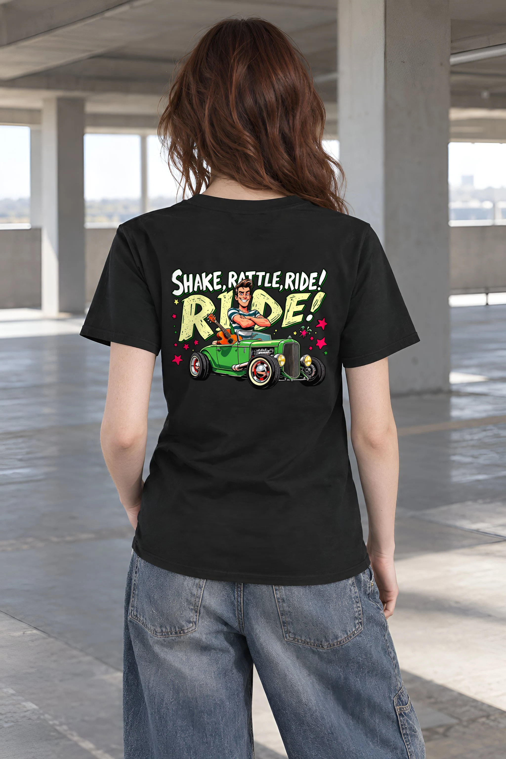 "Shake Rattle Ride" Heavyweight Unisex Crewneck T-shirt
