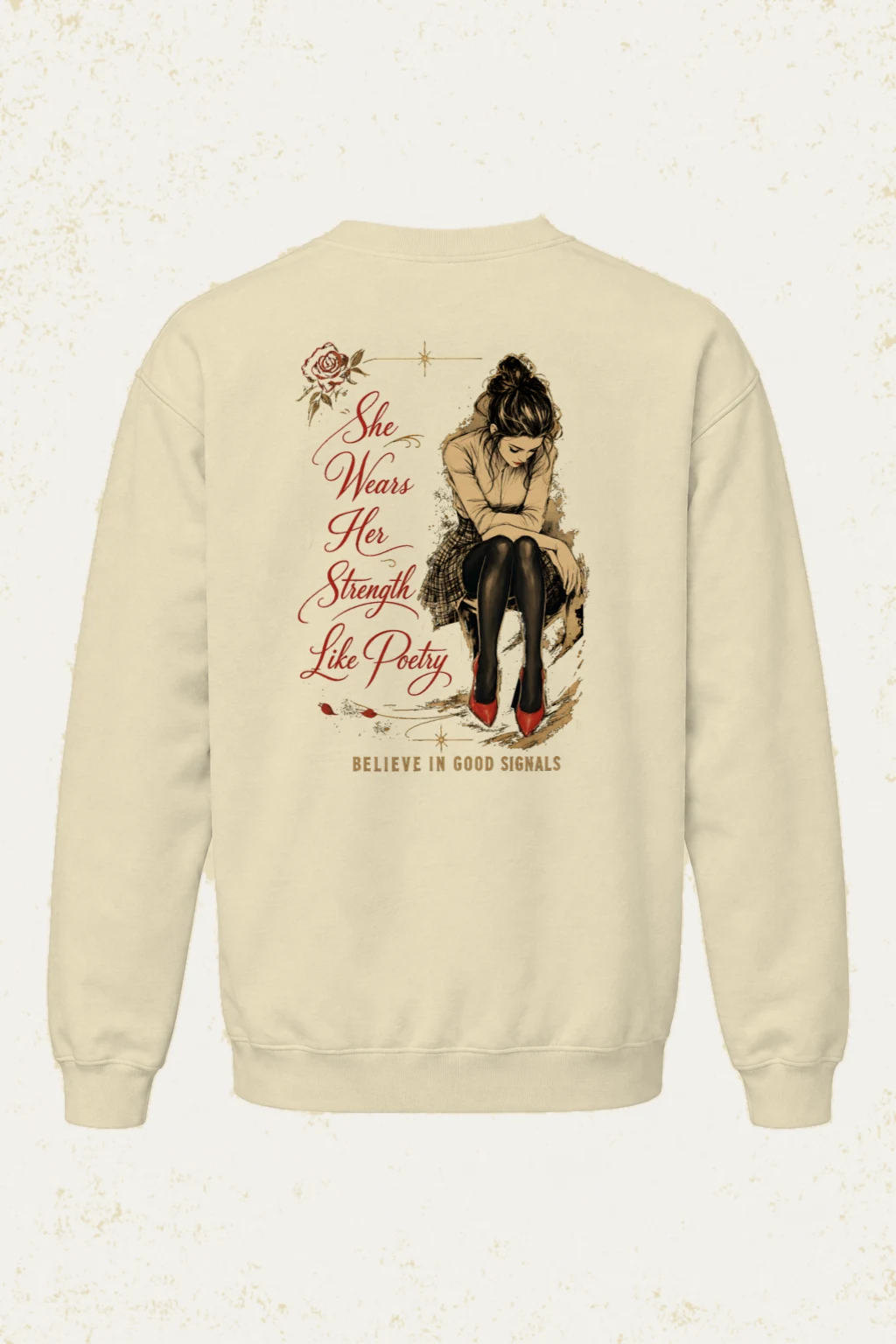 "She Wears Strength" Unisex Sponge Fleece Crewneck Sweatshirt | Bella + Canvas 3901