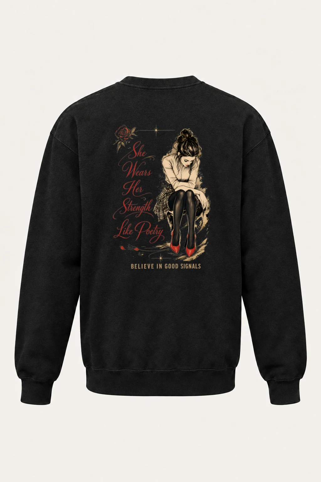 "She Wears Strength" Unisex Sponge Fleece Crewneck Sweatshirt | Bella + Canvas 3901