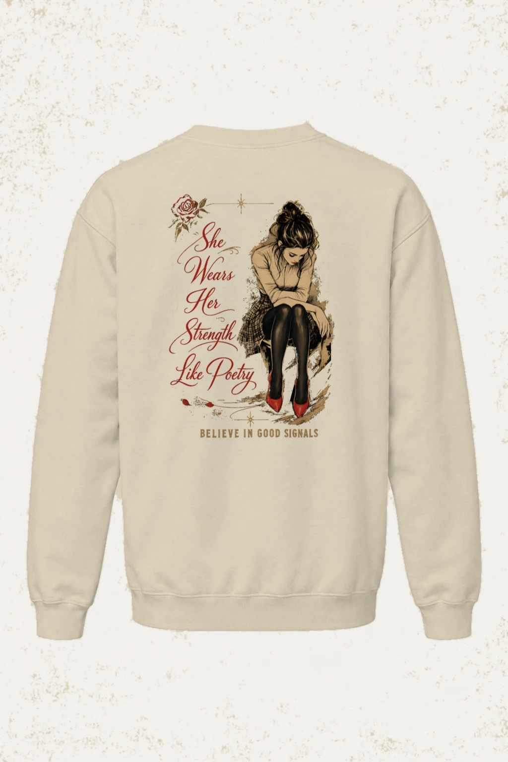 "She Wears Strength" Unisex Sponge Fleece Crewneck Sweatshirt | Bella + Canvas 3901