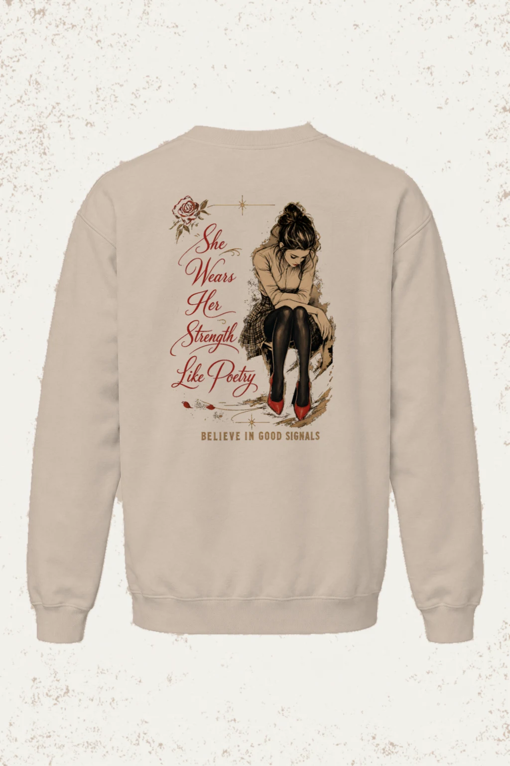 "She Wears Strength" Unisex Sponge Fleece Crewneck Sweatshirt | Bella + Canvas 3901