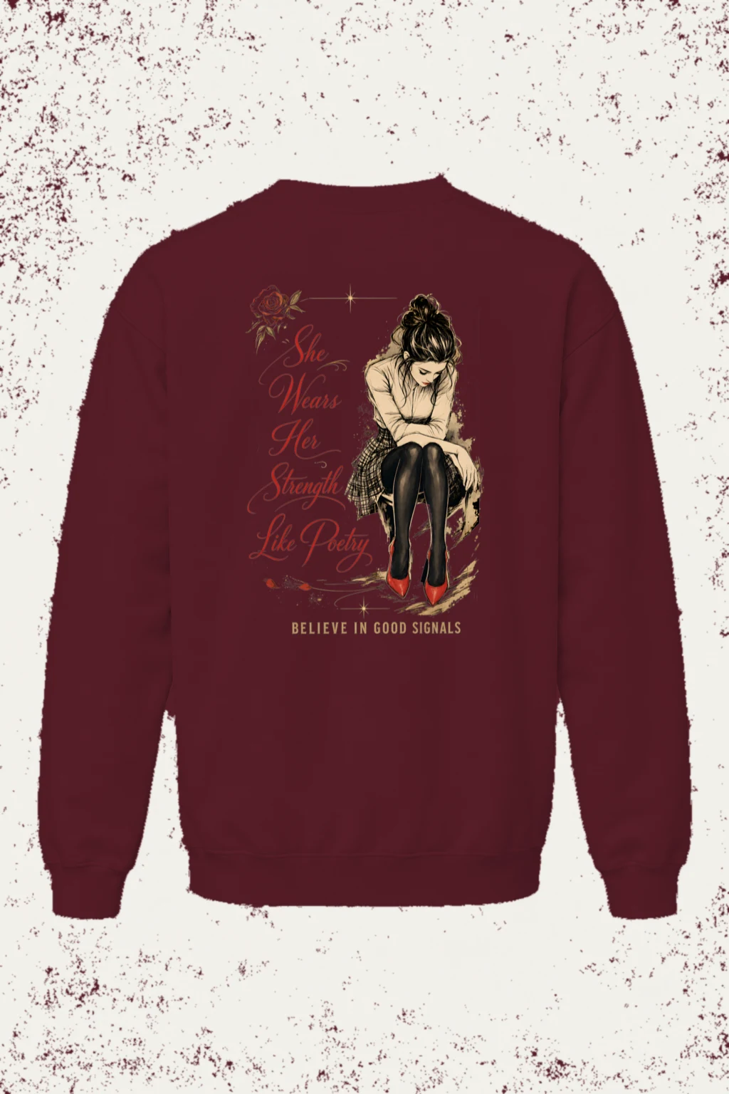 "She Wears Strength" Unisex Sponge Fleece Crewneck Sweatshirt | Bella + Canvas 3901