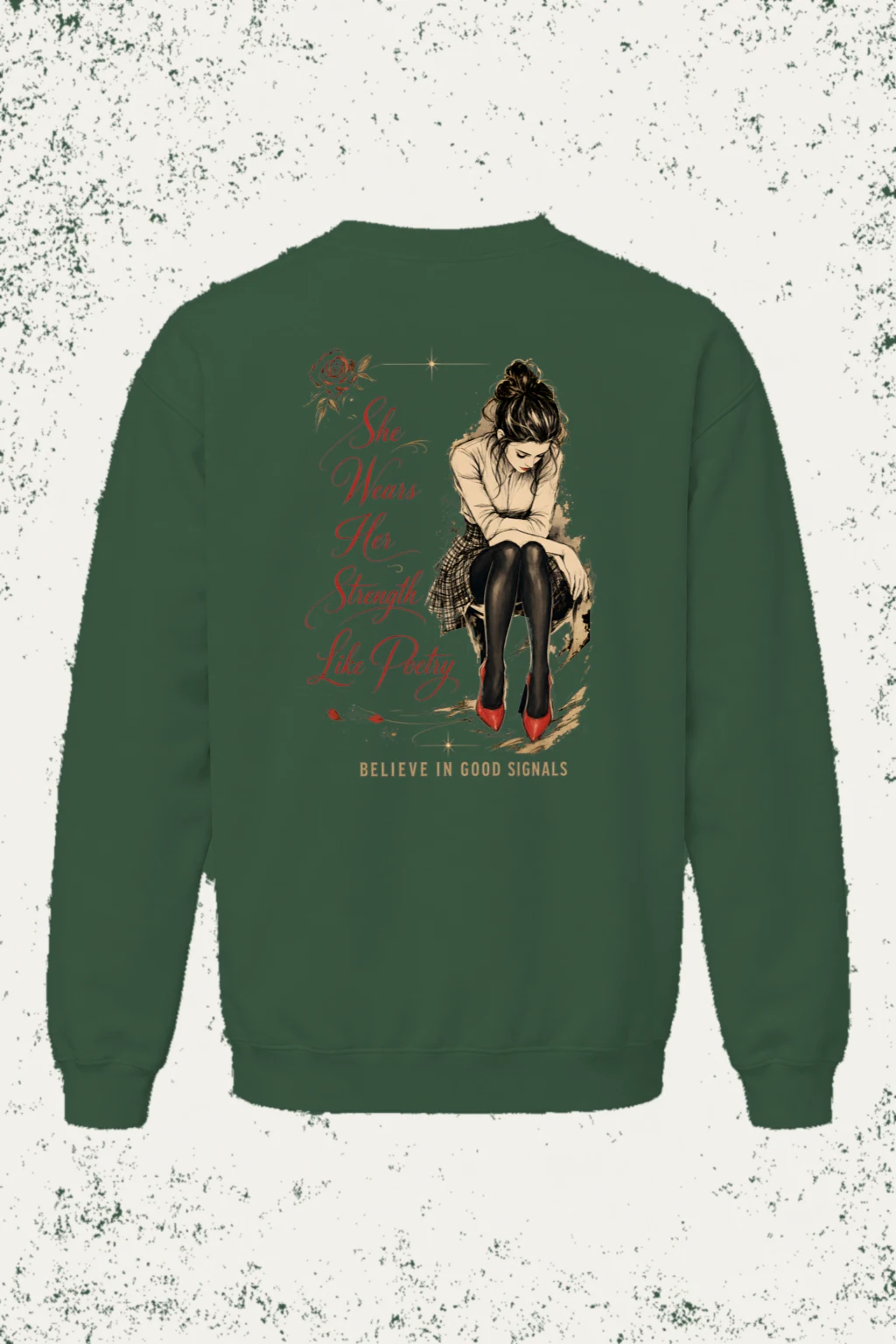 "She Wears Strength" Unisex Sponge Fleece Crewneck Sweatshirt | Bella + Canvas 3901