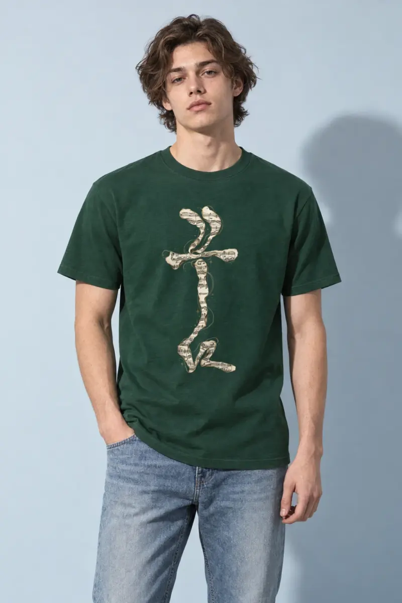 "Sheet Music Cross" Heavyweight Unisex Crewneck T-shirt | Gildan 5000