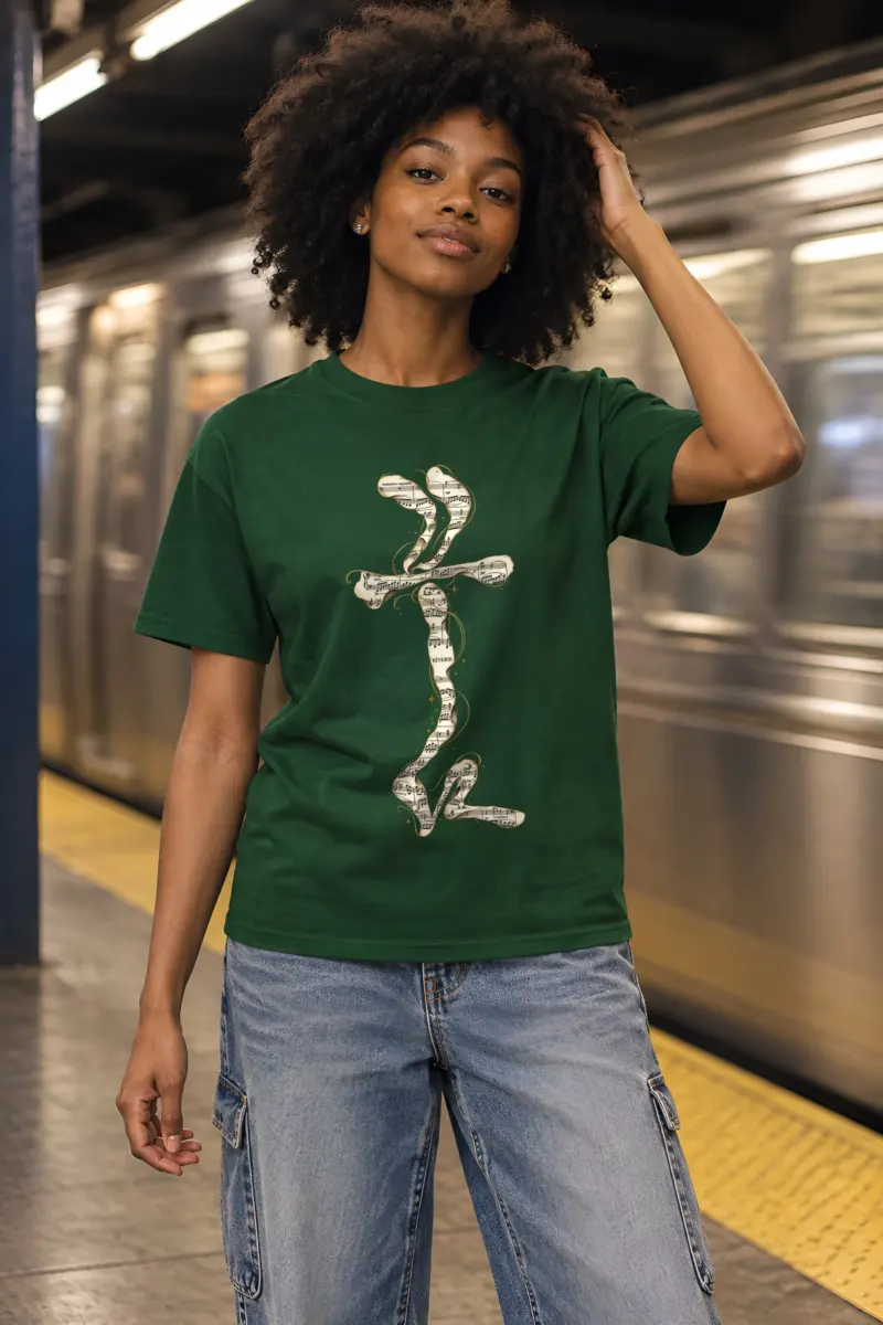 "Sheet Music Cross" Heavyweight Unisex Crewneck T-shirt