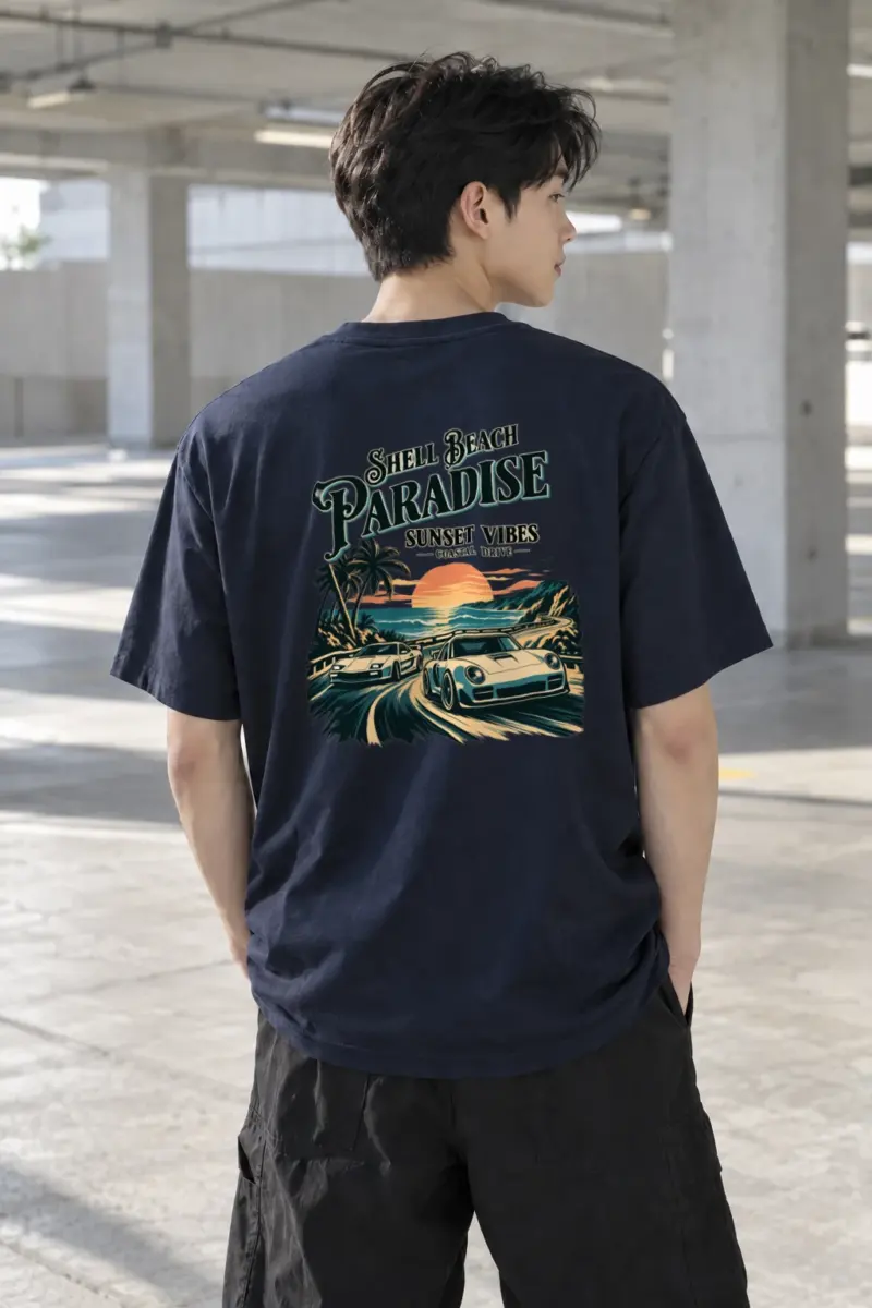 "Shell Beach Paradise" Heavyweight Unisex Crewneck T-shirt | Gildan 5000