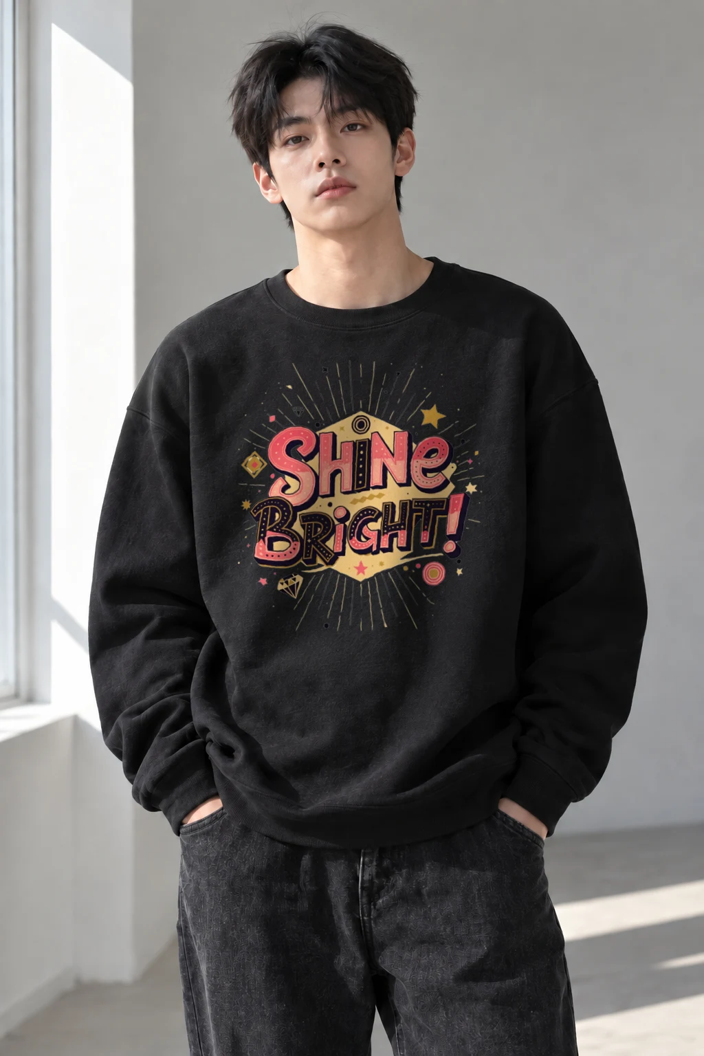 "Shine Bright" Heavy Blend Unisex Crewneck Sweatshirt | Gildan 18000