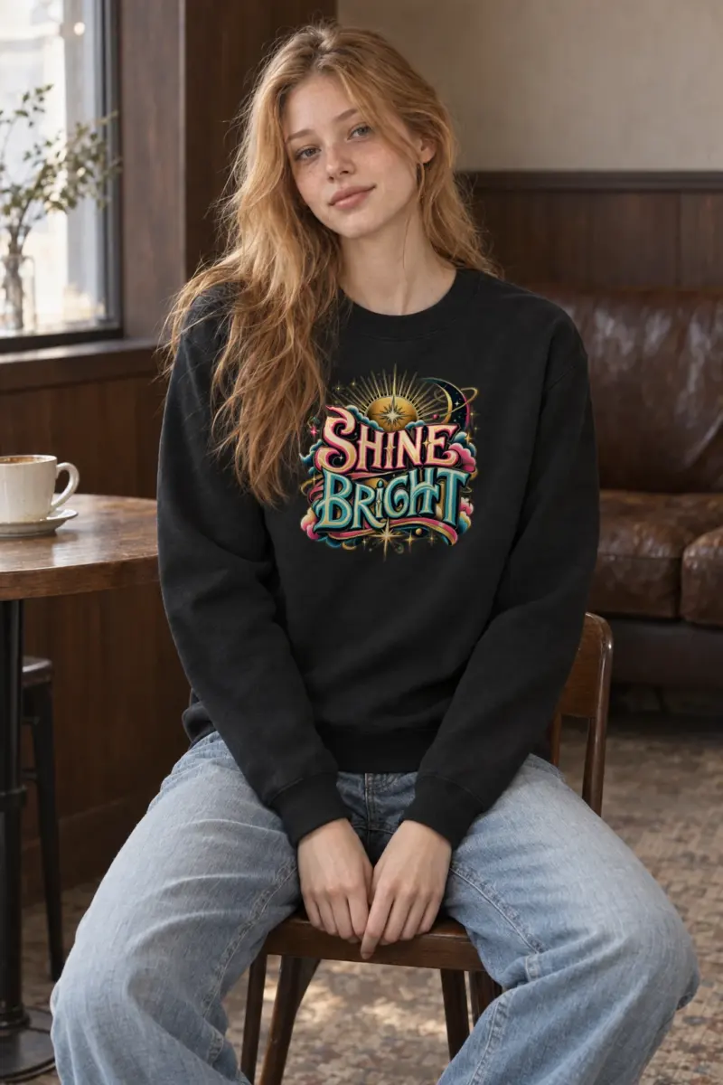 "Shine Bright Lettering" Heavy Blend Unisex Crewneck Sweatshirt