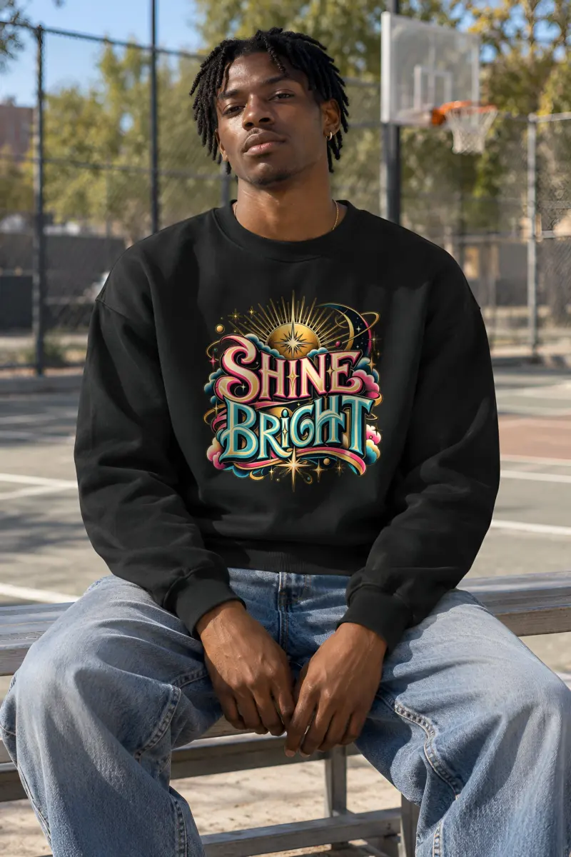 "Shine Bright Lettering" Heavy Blend Unisex Crewneck Sweatshirt