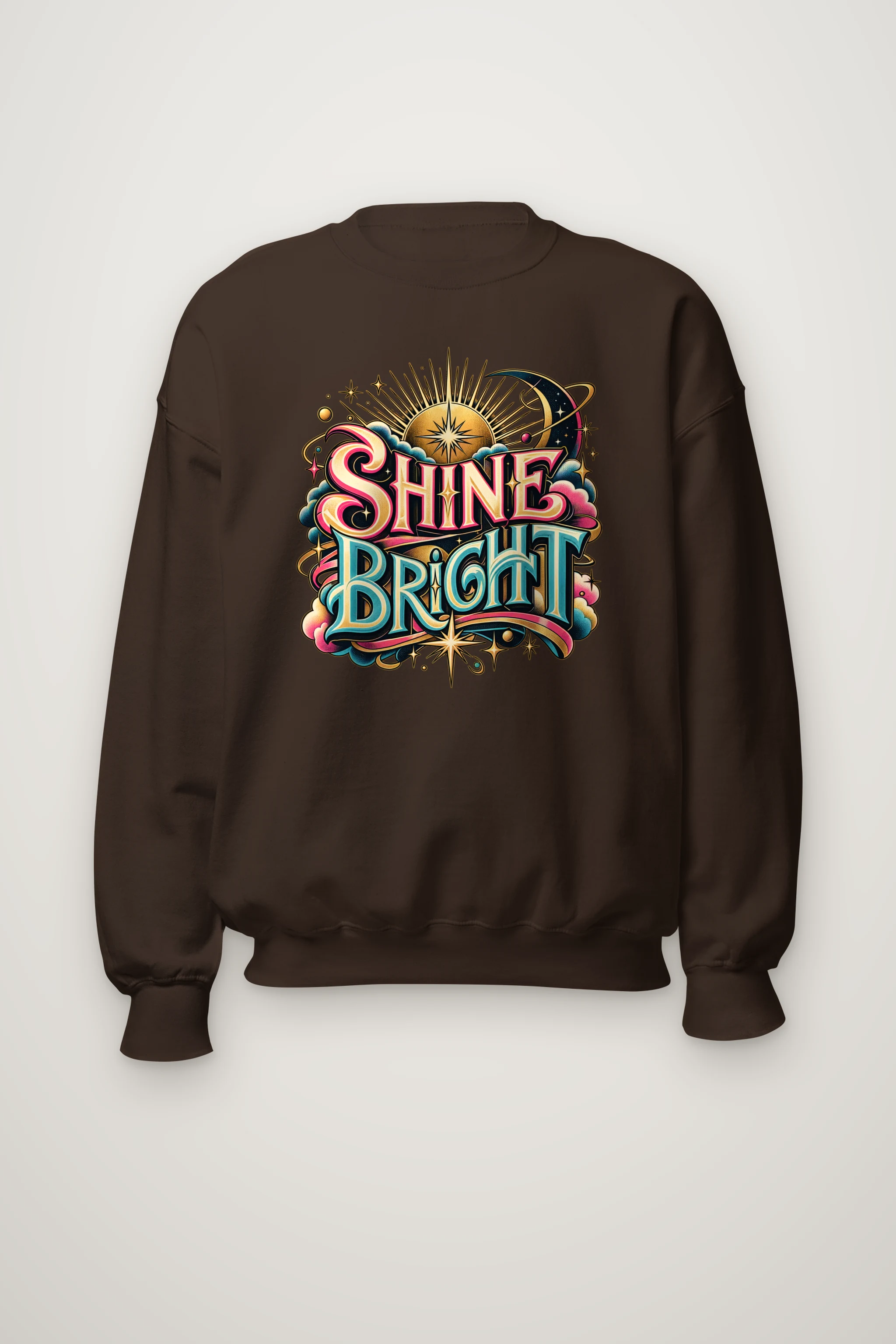 "Shine Bright Lettering" Heavy Blend Unisex Crewneck Sweatshirt
