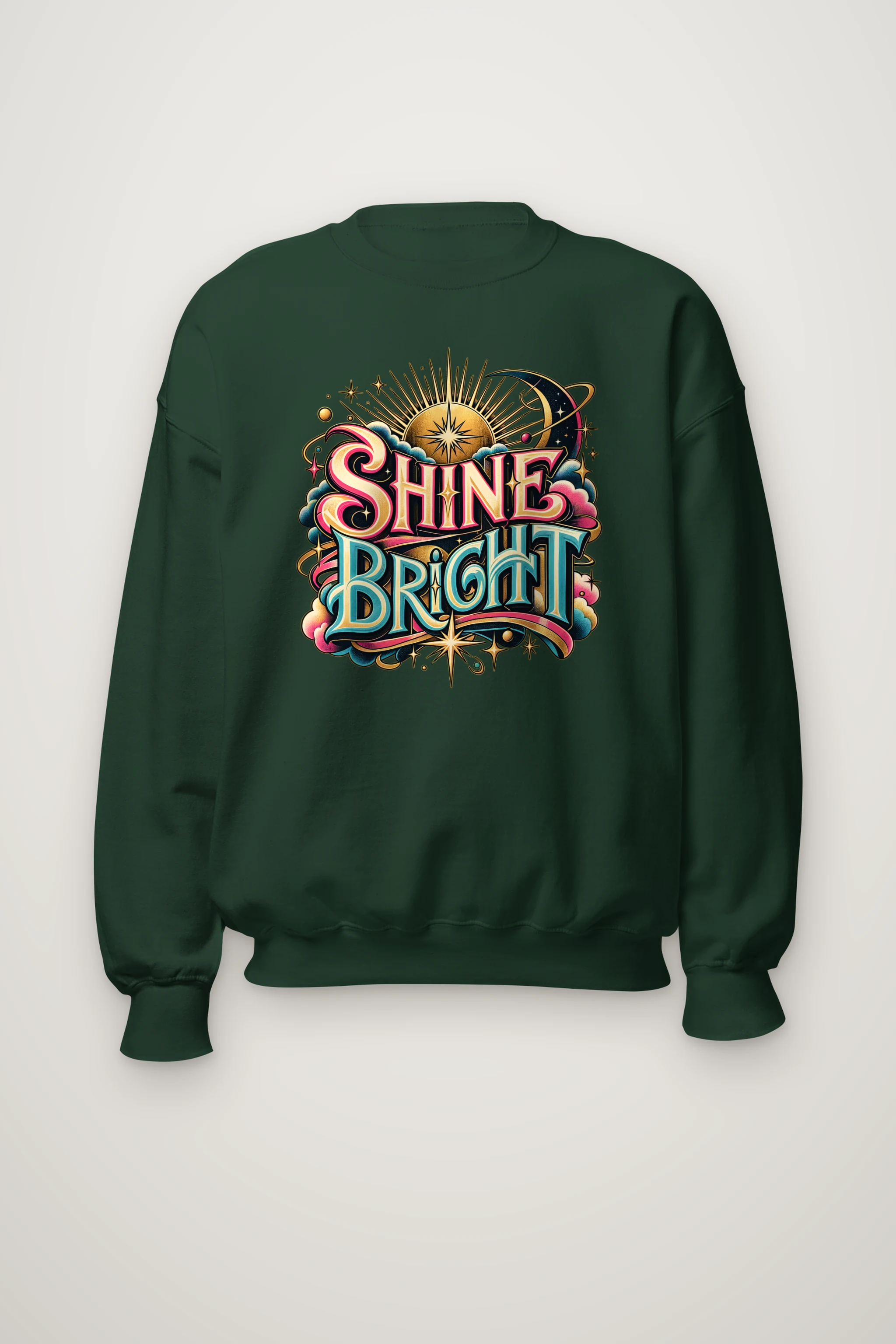 "Shine Bright Lettering" Heavy Blend Unisex Crewneck Sweatshirt