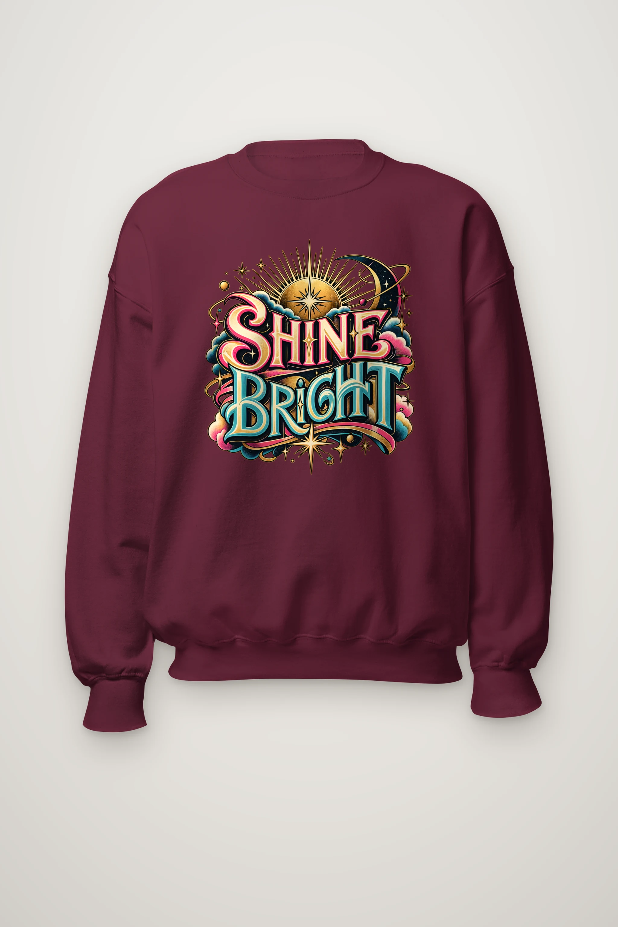 "Shine Bright Lettering" Heavy Blend Unisex Crewneck Sweatshirt