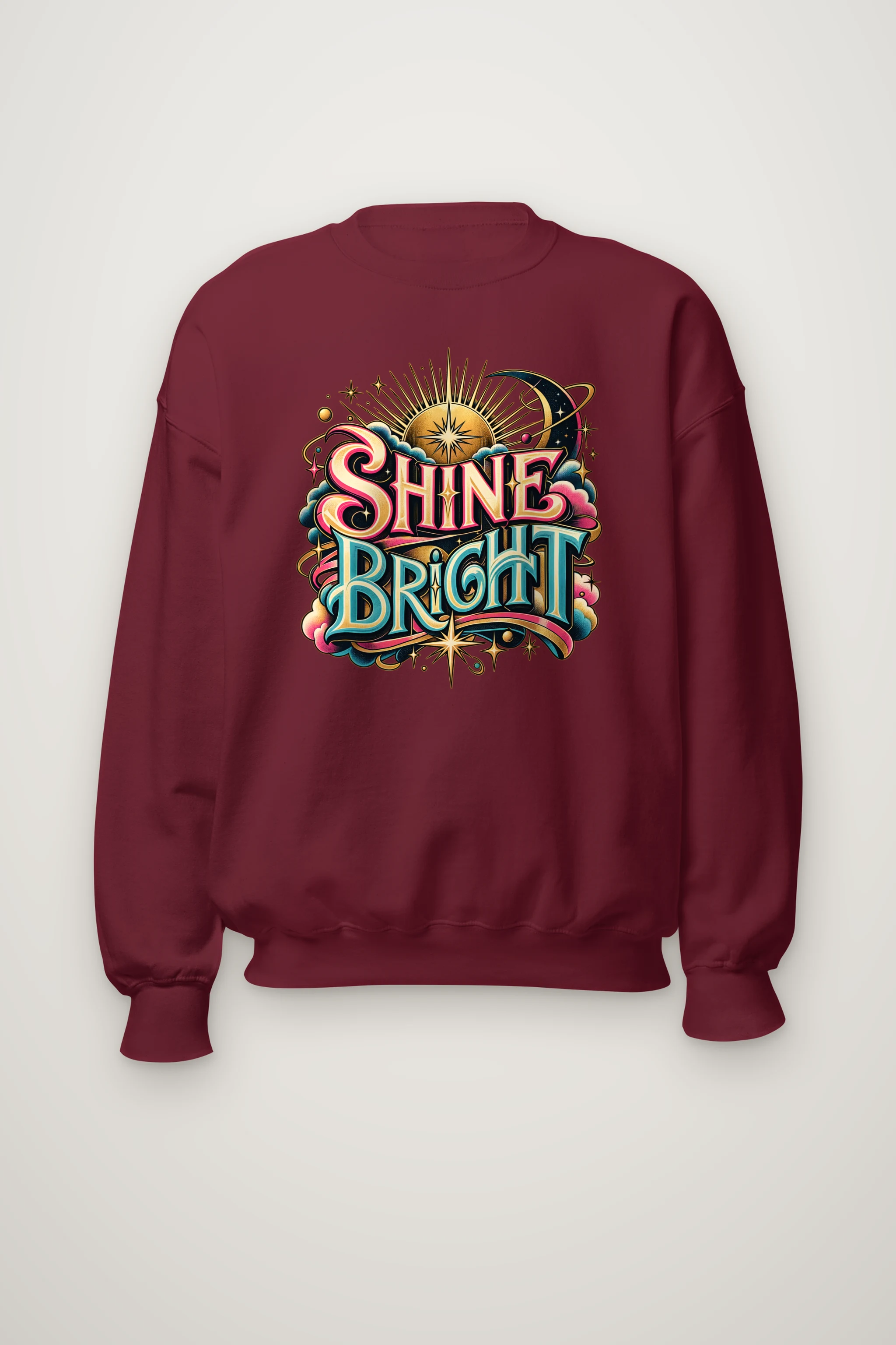 "Shine Bright Lettering" Heavy Blend Unisex Crewneck Sweatshirt