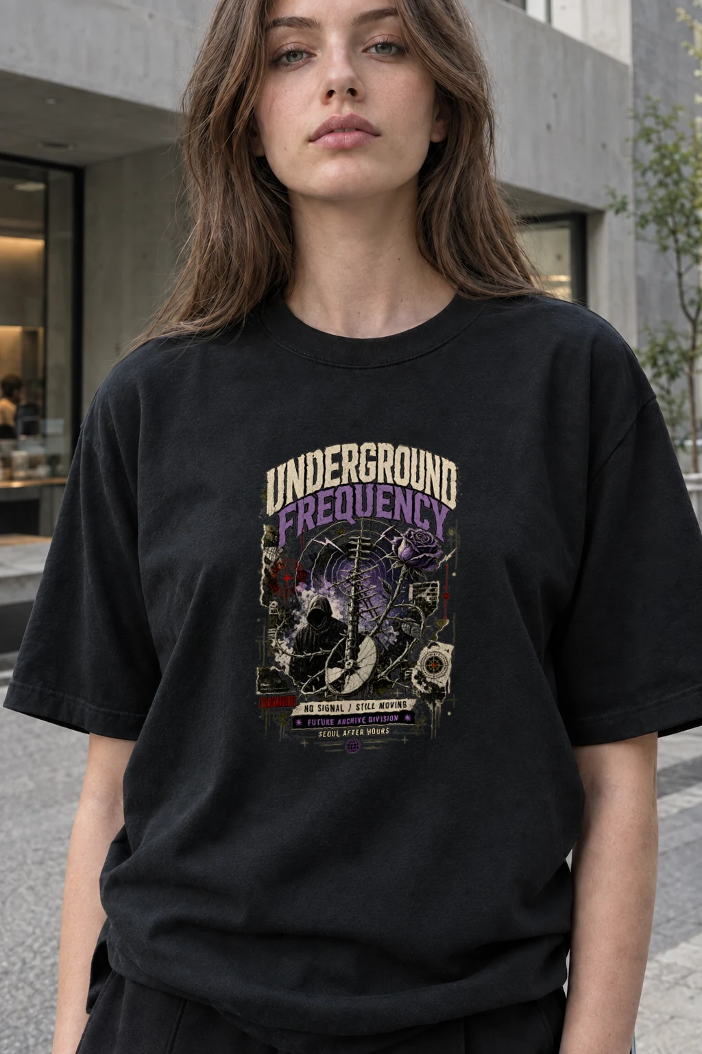 "Signal After Midnight" Heavyweight Unisex Crewneck T-shirt | Gildan 5000