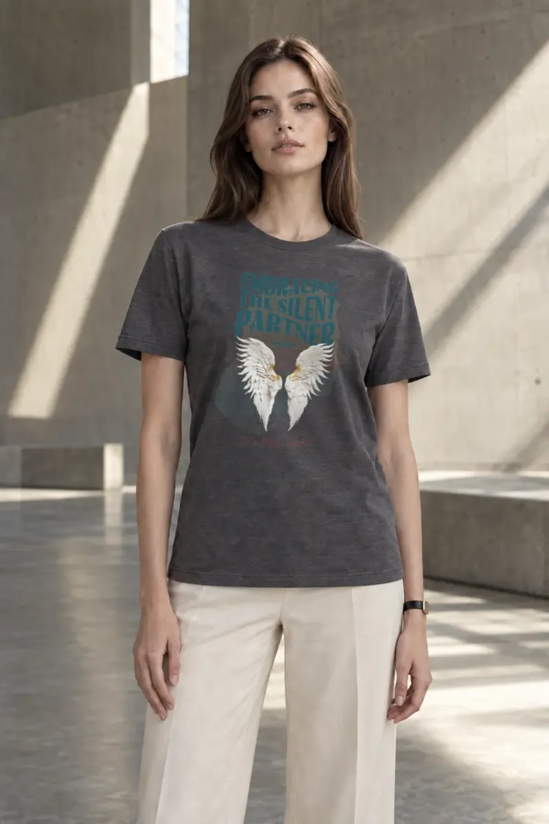 "Silent Partner Wings" Heavyweight Unisex Crewneck T-shirt | Gildan 5000