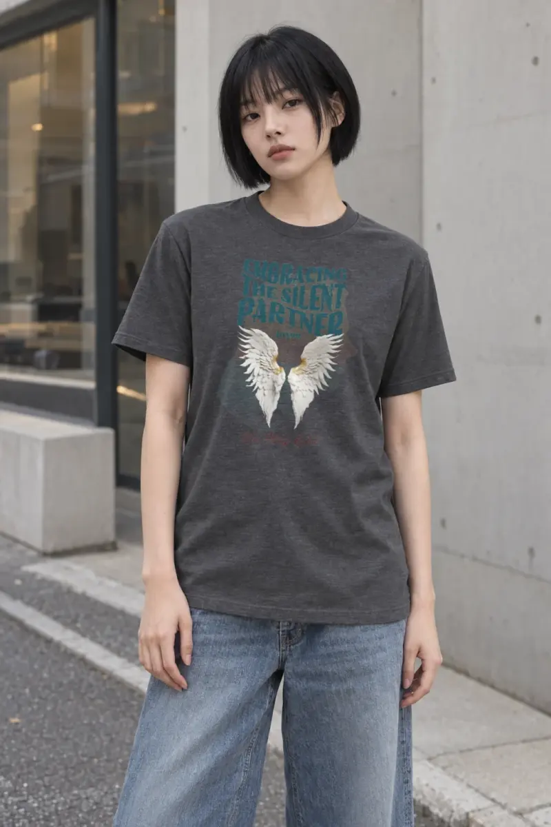 "Silent Partner Wings" Heavyweight Unisex Crewneck T-shirt