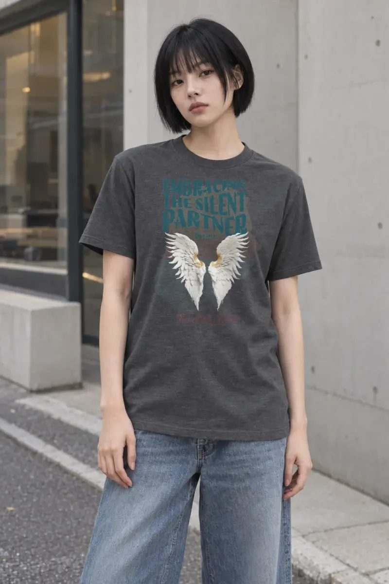 "Silent Partner Wings" Heavyweight Unisex Crewneck T-shirt