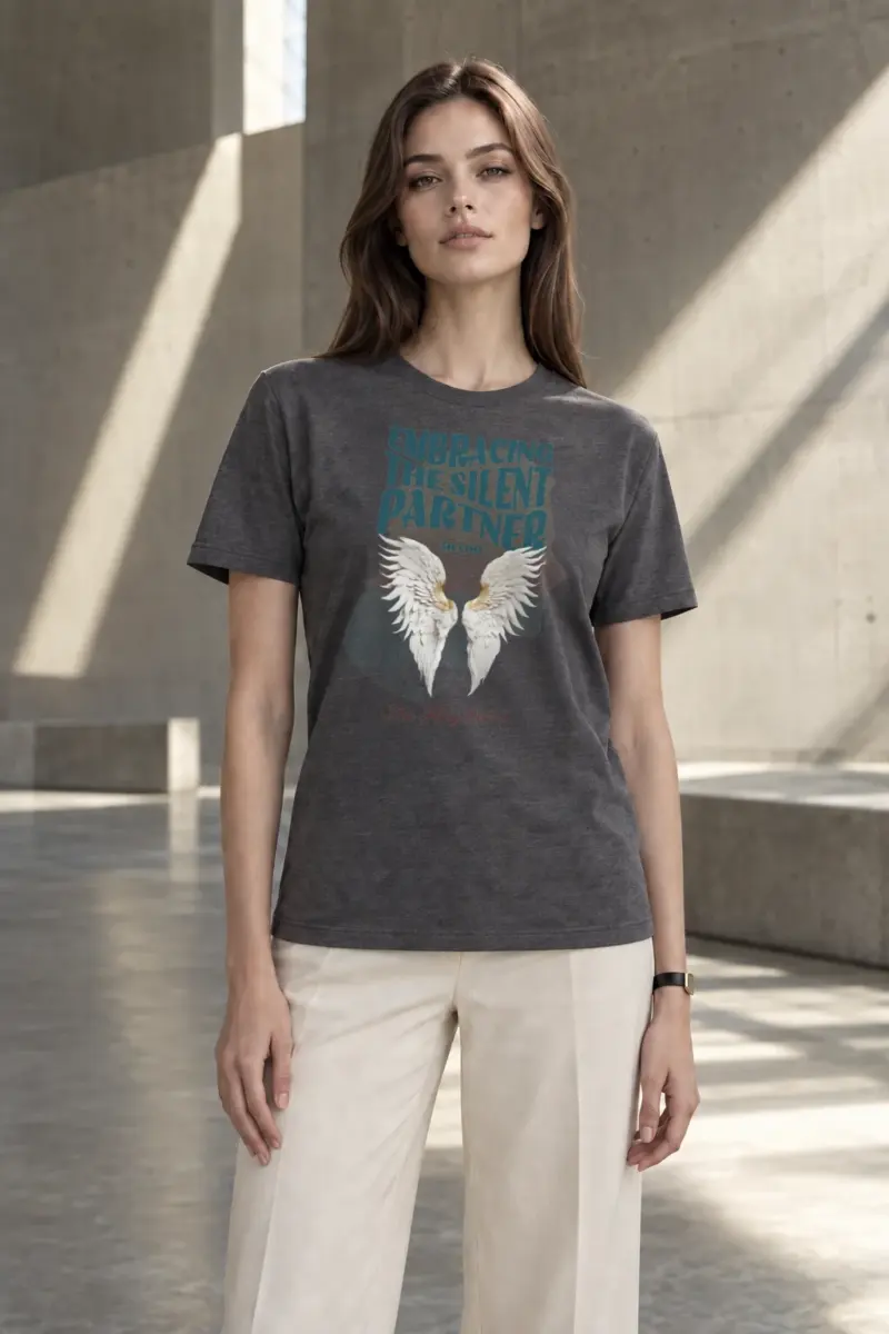 "Silent Partner Wings" Heavyweight Unisex Crewneck T-shirt | Gildan 5000