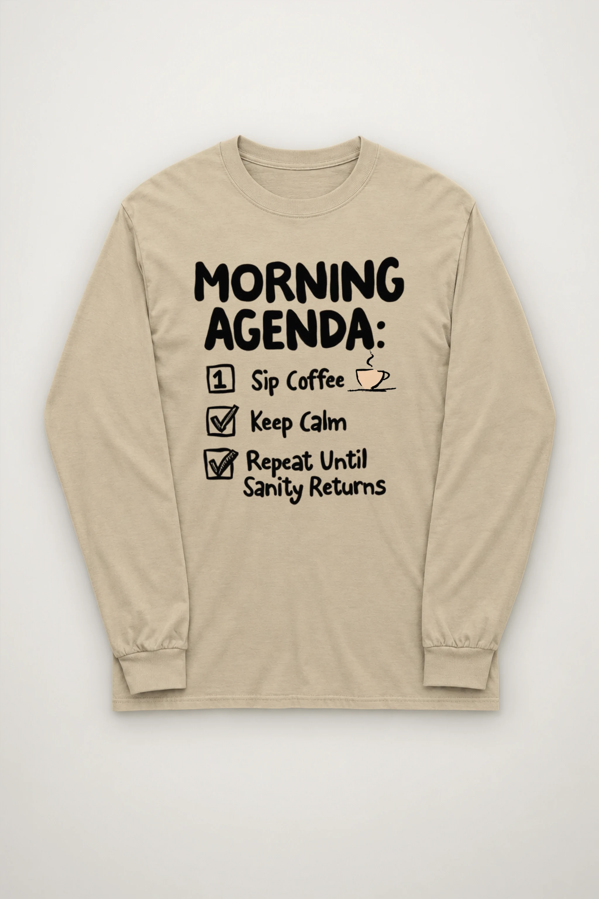 "Sip Coffee Keep Calm" Unisex Longsleeve T-shirt