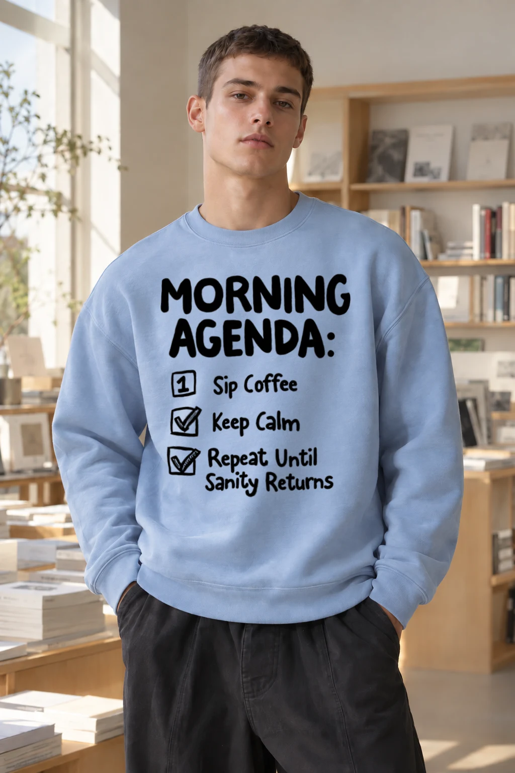 "Sip Coffee Repeat" Heavy Blend Unisex Crewneck Sweatshirt | Gildan 18000