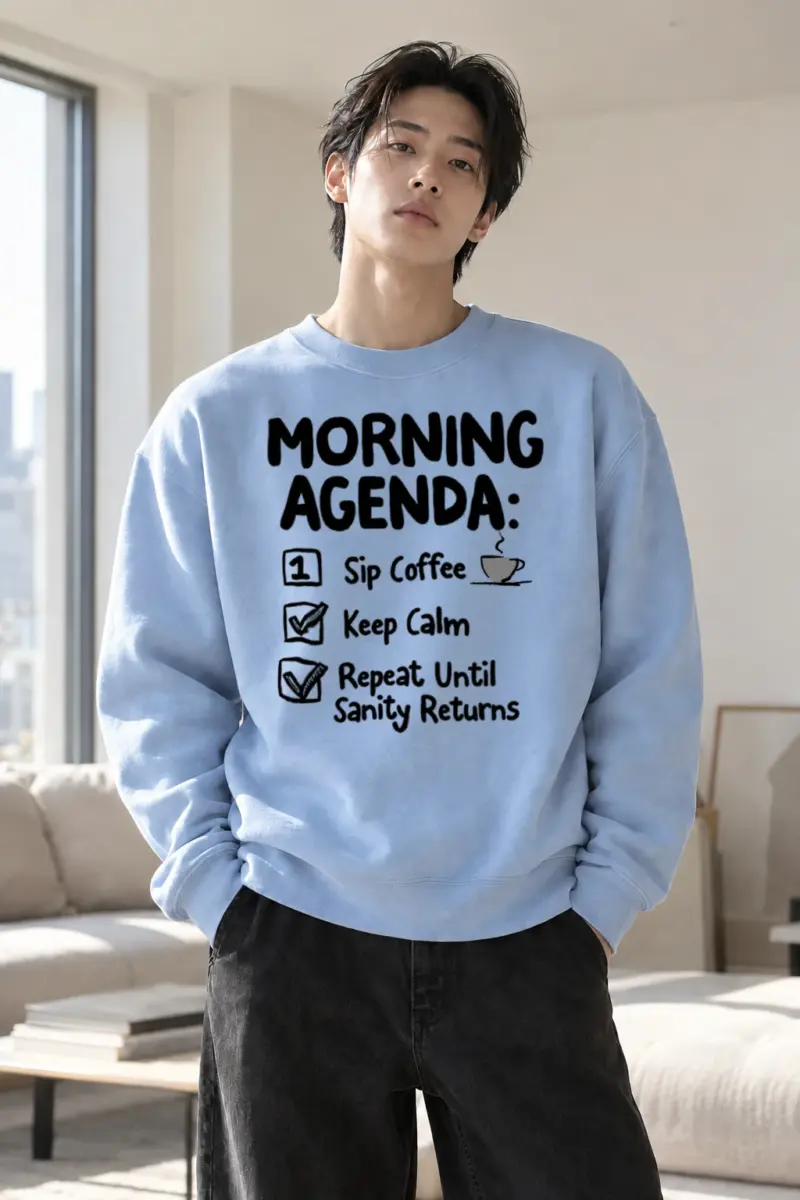 “Sip Coffee Repeat” Heavy Blend Unisex Crewneck Sweatshirt | Gildan 18000