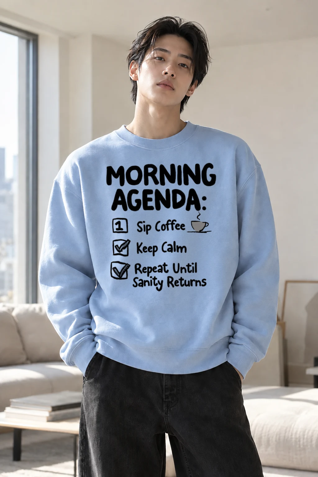"Sip Coffee Repeat" Heavy Blend Unisex Crewneck Sweatshirt | Gildan 18000