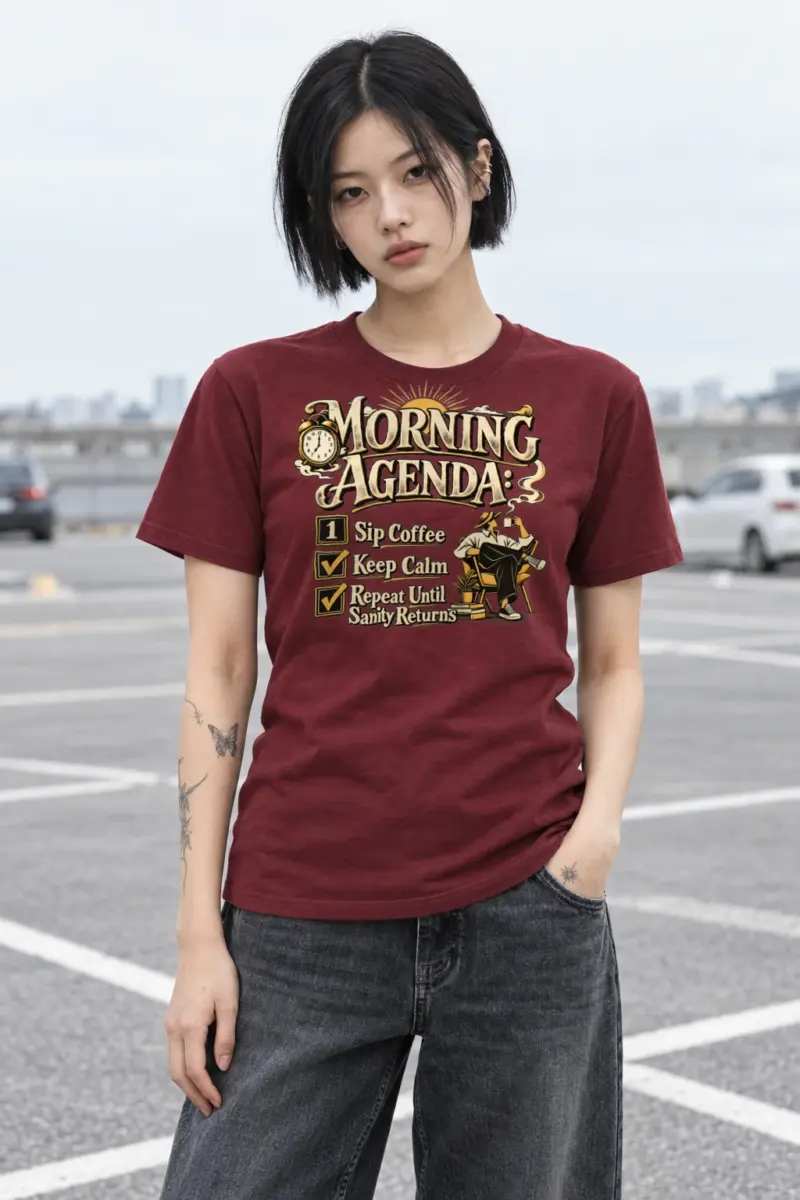 "Sip Coffee Repeat" Heavyweight Unisex Crewneck T-shirt