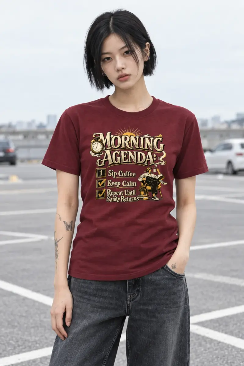 "Sip Coffee Repeat" Heavyweight Unisex Crewneck T-shirt