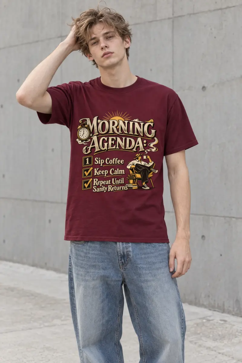 "Sip Coffee Repeat" Heavyweight Unisex Crewneck T-shirt