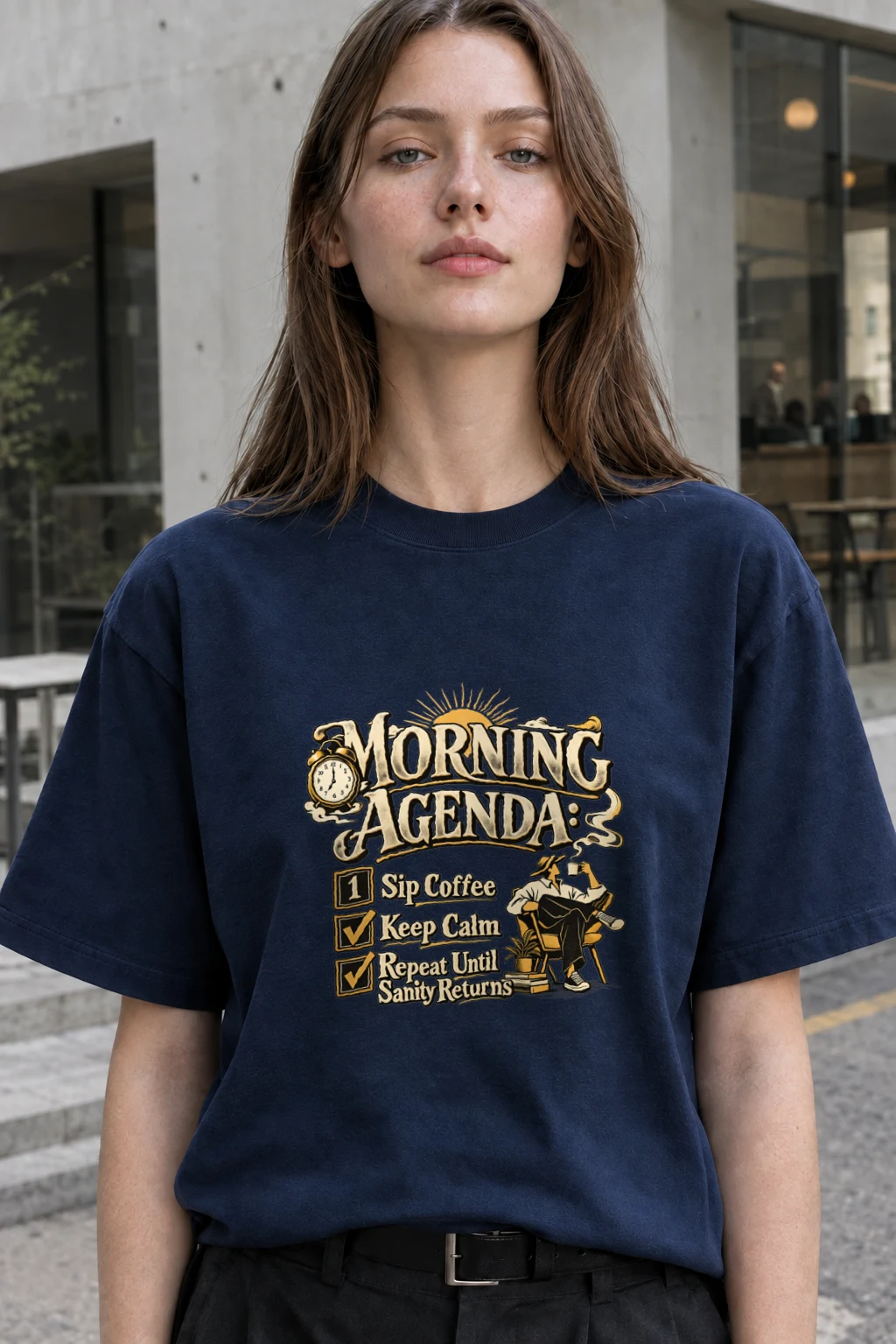 "Sip Coffee Repeat" Heavyweight Unisex Crewneck T-shirt | Gildan 5000