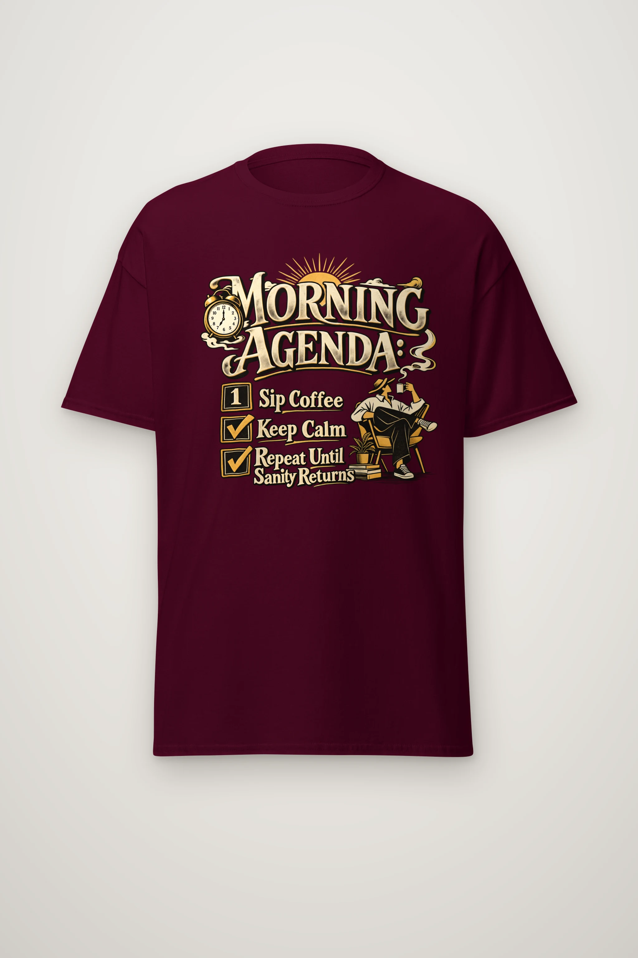 "Sip Coffee Repeat" Heavyweight Unisex Crewneck T-shirt
