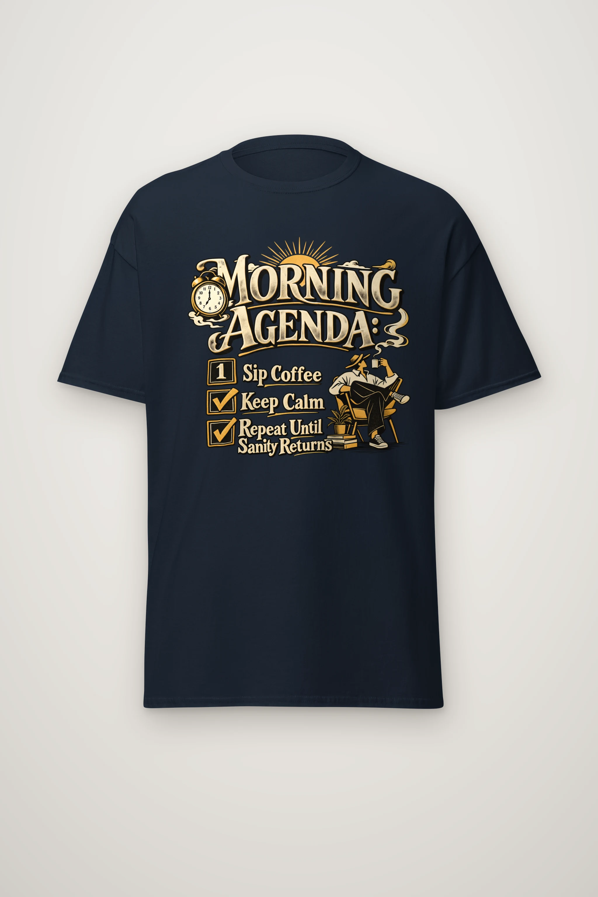"Sip Coffee Repeat" Heavyweight Unisex Crewneck T-shirt