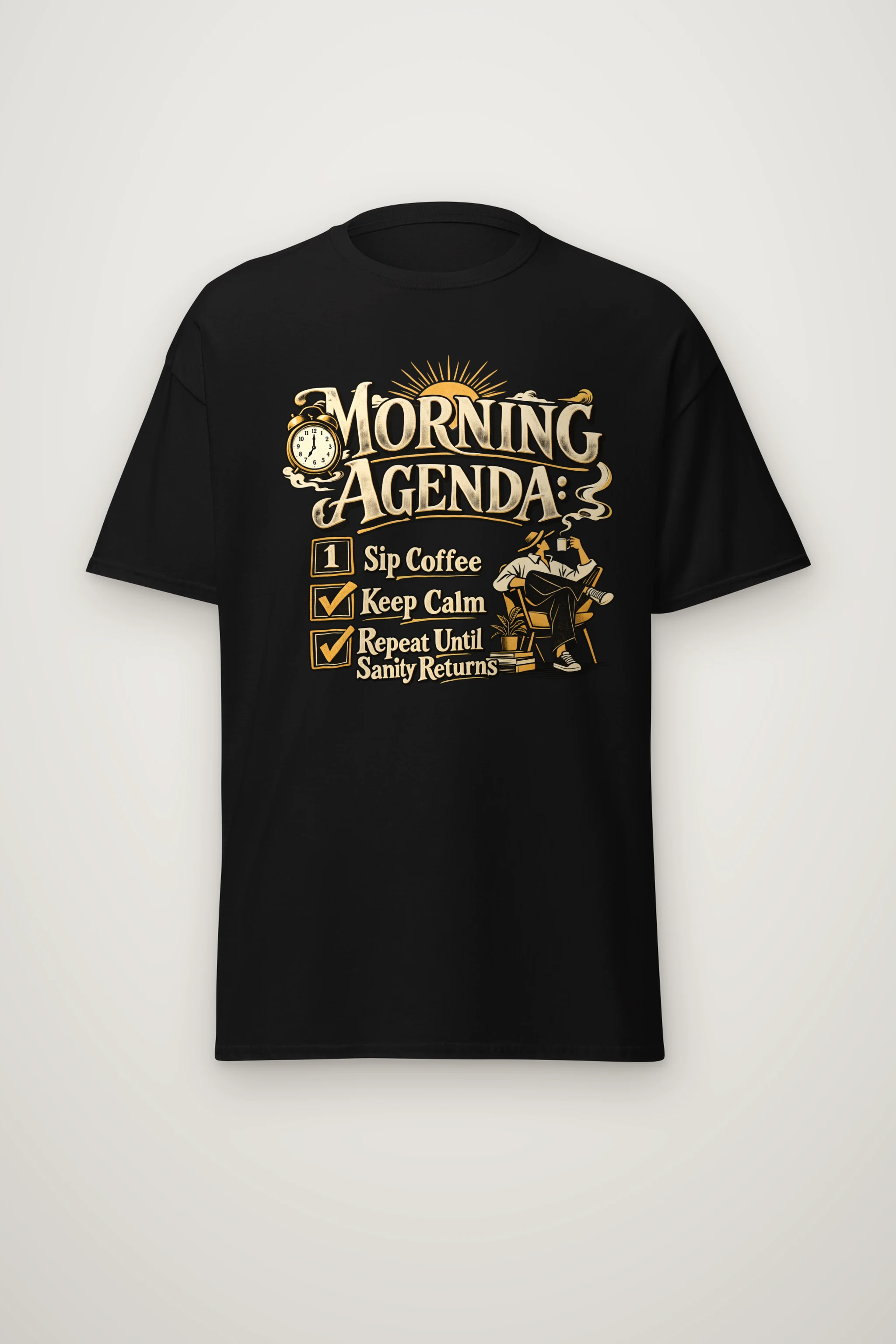 "Sip Coffee Repeat" Heavyweight Unisex Crewneck T-shirt