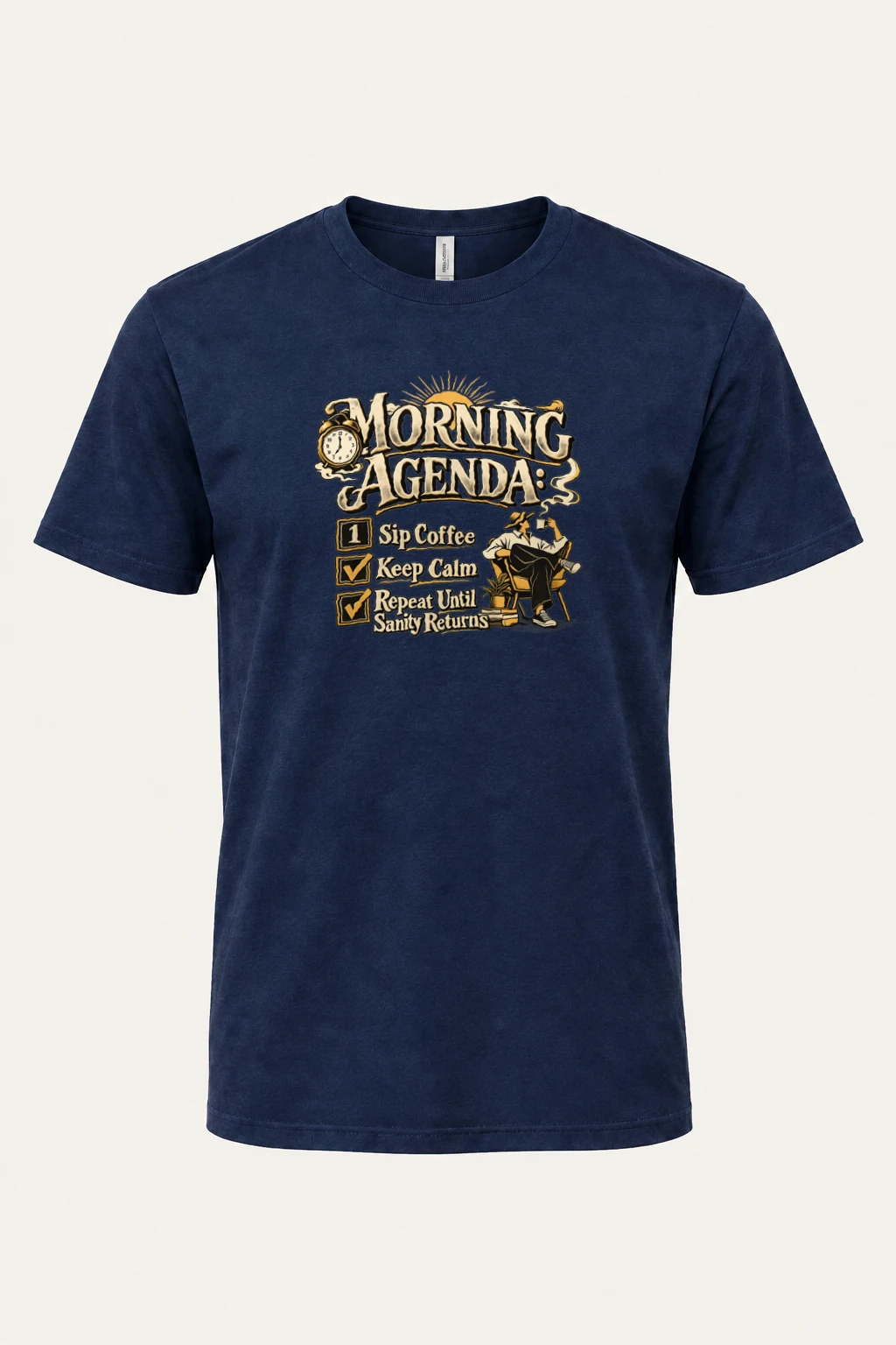 "Sip Coffee Repeat" Heavyweight Unisex Crewneck T-shirt | Gildan 5000