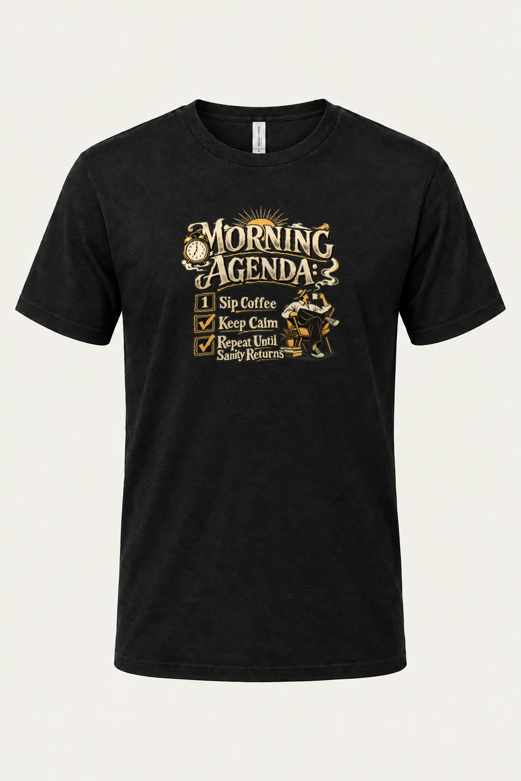 "Sip Coffee Repeat" Heavyweight Unisex Crewneck T-shirt | Gildan 5000