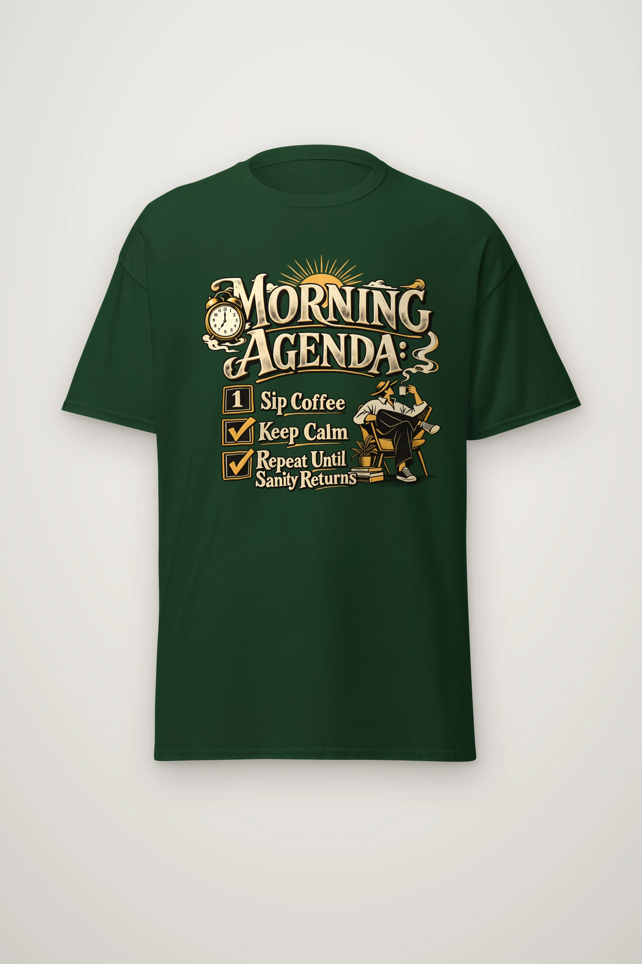 "Sip Coffee Repeat" Heavyweight Unisex Crewneck T-shirt