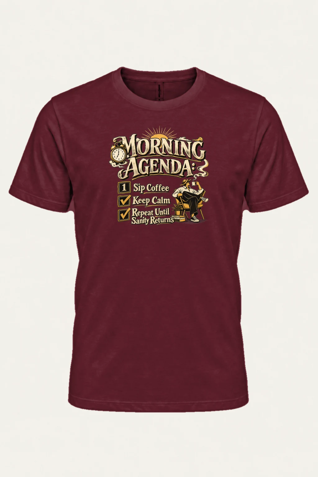 "Sip Coffee Repeat" Heavyweight Unisex Crewneck T-shirt | Gildan 5000