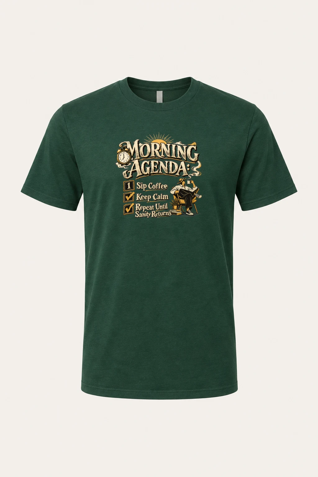 "Sip Coffee Repeat" Heavyweight Unisex Crewneck T-shirt | Gildan 5000