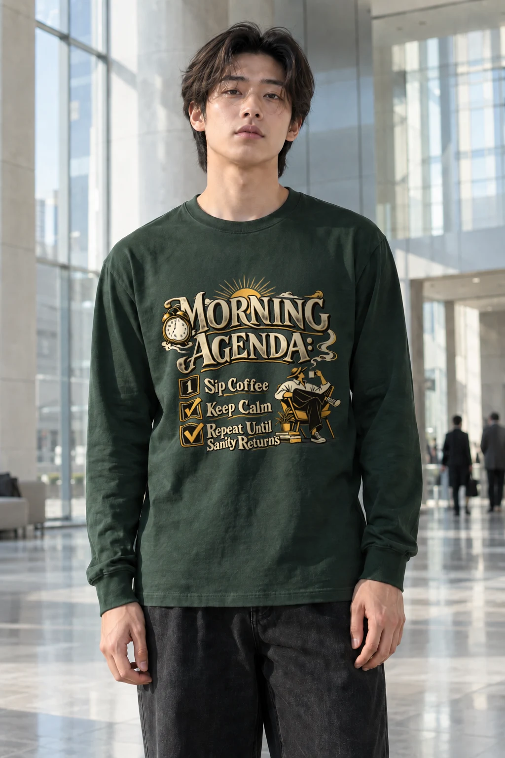 "Sip Coffee Repeat" Unisex Longsleeve T-shirt | Gildan 2400