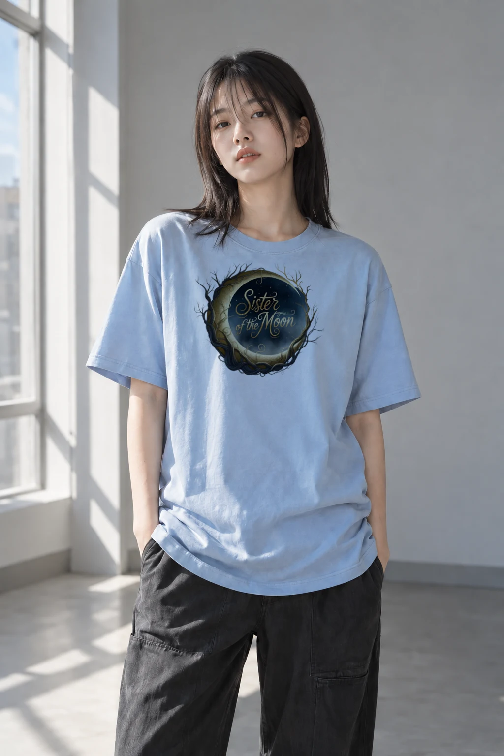 "Sister of the Moon" Heavyweight Unisex Crewneck T-shirt | Gildan 5000