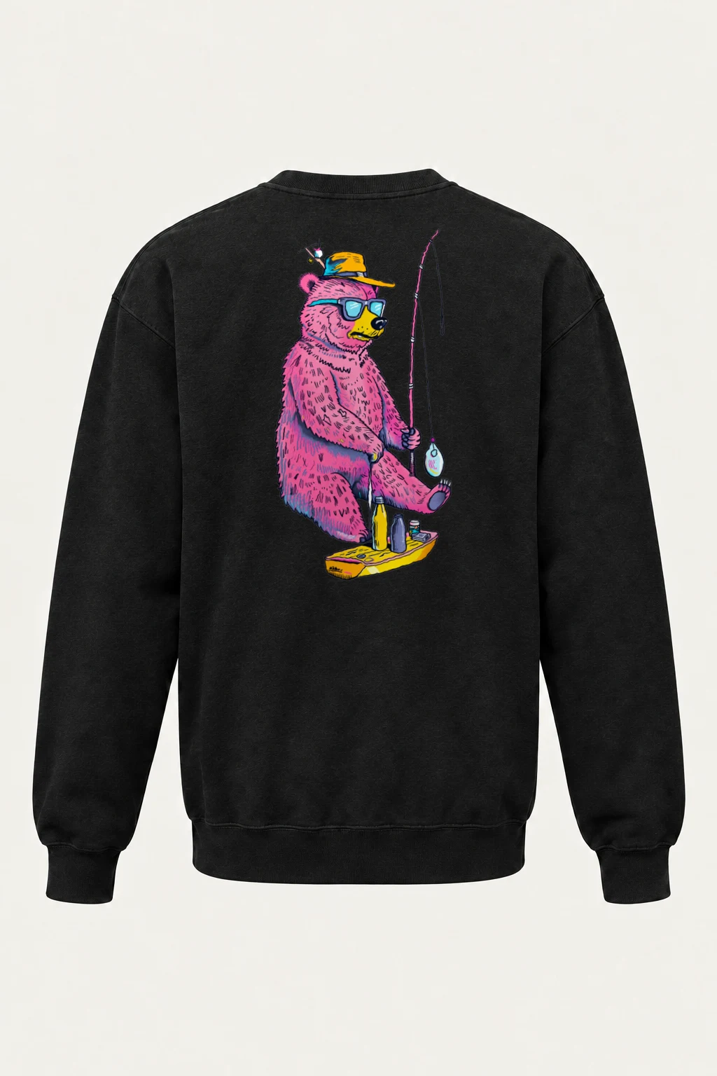 "Skateboard Fishing Bear" Heavy Blend Unisex Crewneck Sweatshirt | Gildan 18000