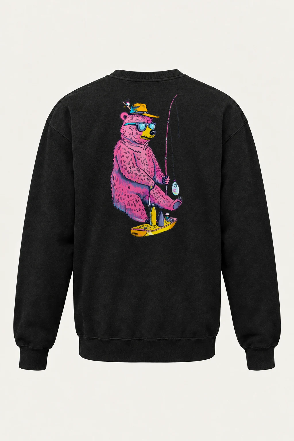 "Skateboard Fishing Bear" Heavy Blend Unisex Crewneck Sweatshirt | Gildan 18000