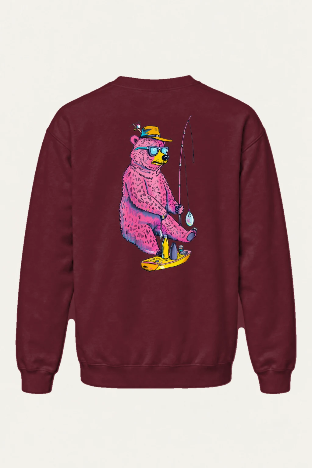 "Skateboard Fishing Bear" Heavy Blend Unisex Crewneck Sweatshirt | Gildan 18000