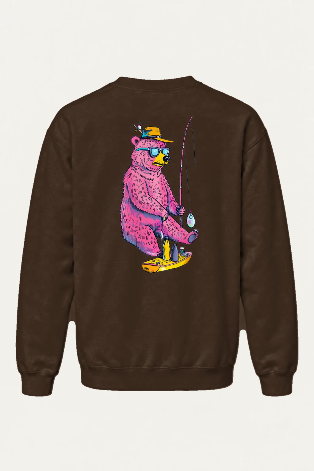 "Skateboard Fishing Bear" Heavy Blend Unisex Crewneck Sweatshirt | Gildan 18000