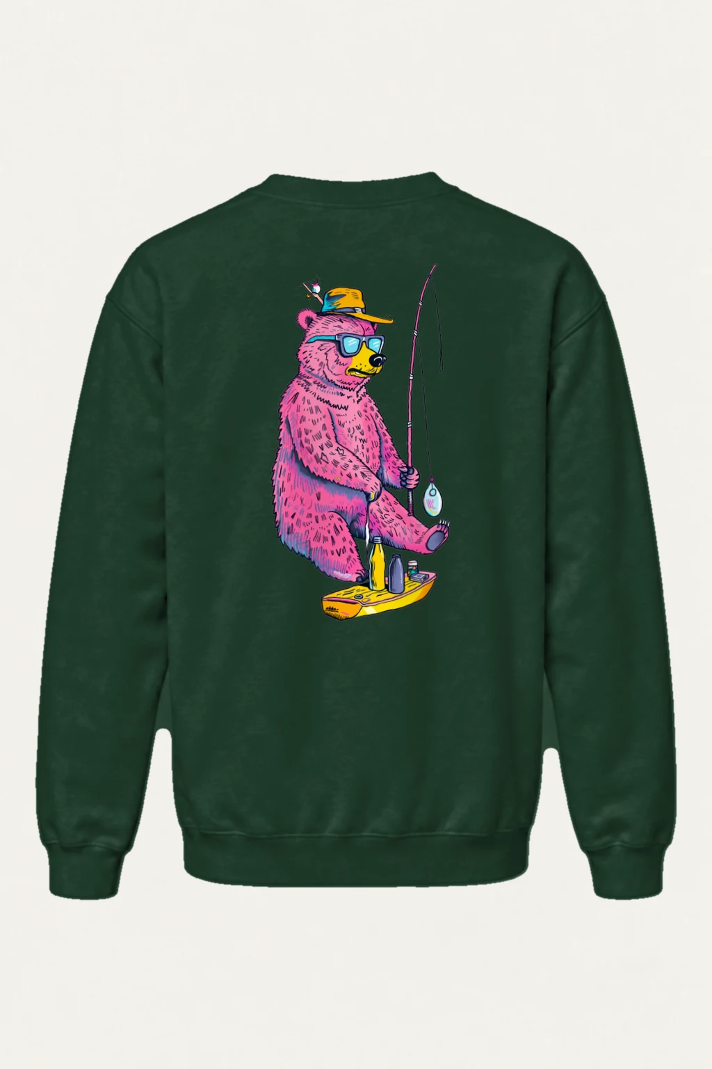 "Skateboard Fishing Bear" Heavy Blend Unisex Crewneck Sweatshirt | Gildan 18000