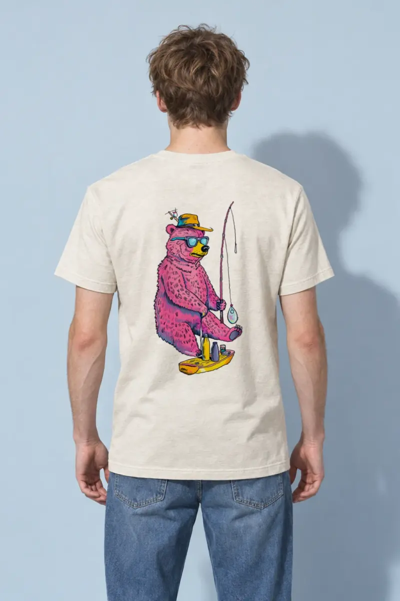 "Skateboard Fishing Bear" Heavyweight Unisex Crewneck T-shirt